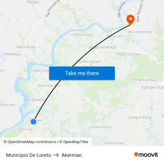 Municipio De Loreto to Akerman map