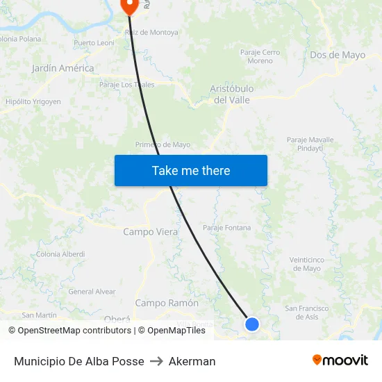Municipio De Alba Posse to Akerman map