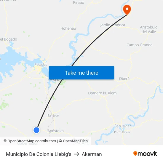 Municipio De Colonia Liebig's to Akerman map