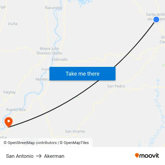 San Antonio to Akerman map