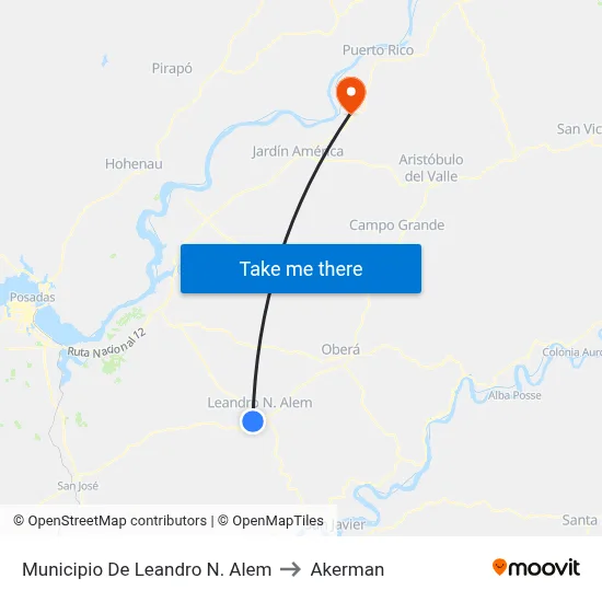 Municipio De Leandro N. Alem to Akerman map