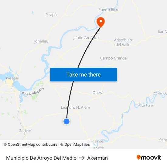 Municipio De Arroyo Del Medio to Akerman map
