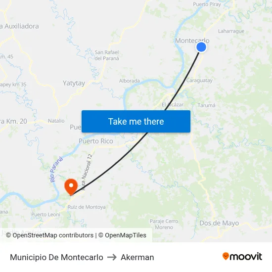 Municipio De Montecarlo to Akerman map