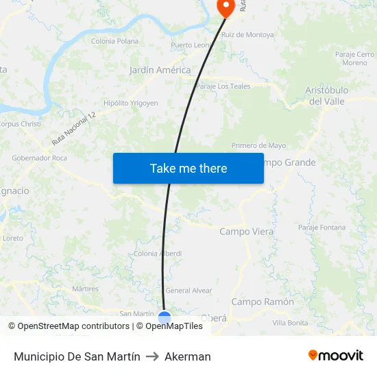 Municipio De San Martín to Akerman map