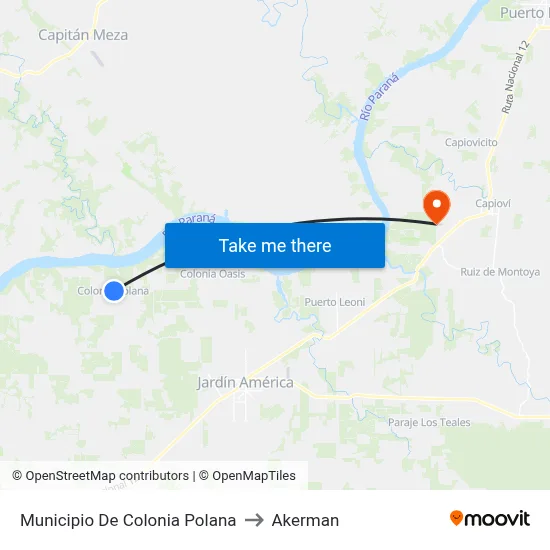 Municipio De Colonia Polana to Akerman map