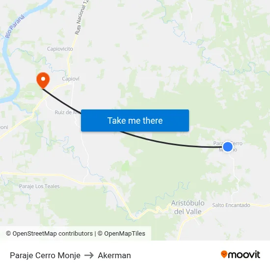 Paraje Cerro Monje to Akerman map