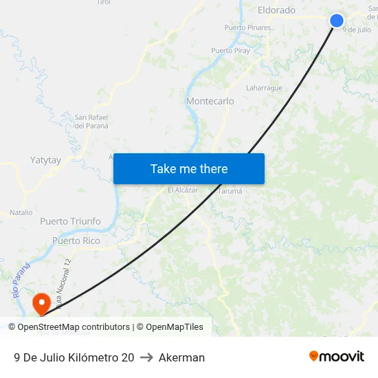 9 De Julio Kilómetro 20 to Akerman map