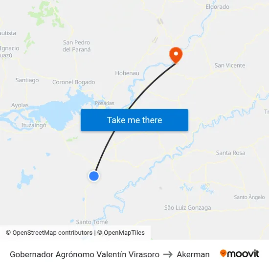 Gobernador Agrónomo Valentín Virasoro to Akerman map