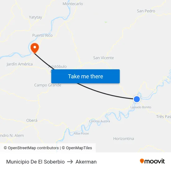 Municipio De El Soberbio to Akerman map