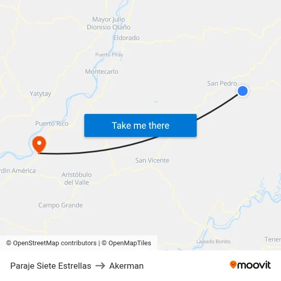 Paraje Siete Estrellas to Akerman map