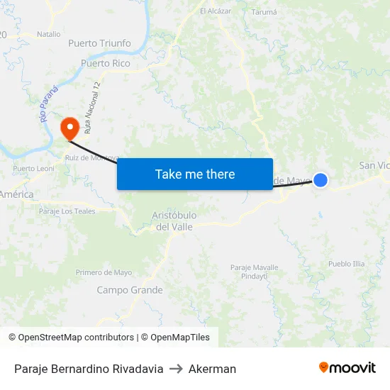 Paraje Bernardino Rivadavia to Akerman map