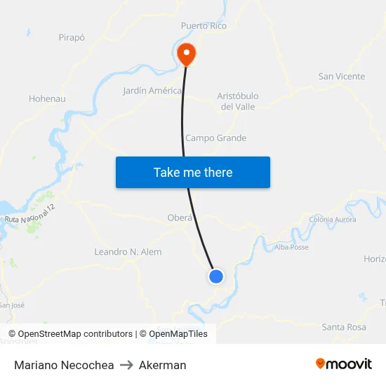 Mariano Necochea to Akerman map