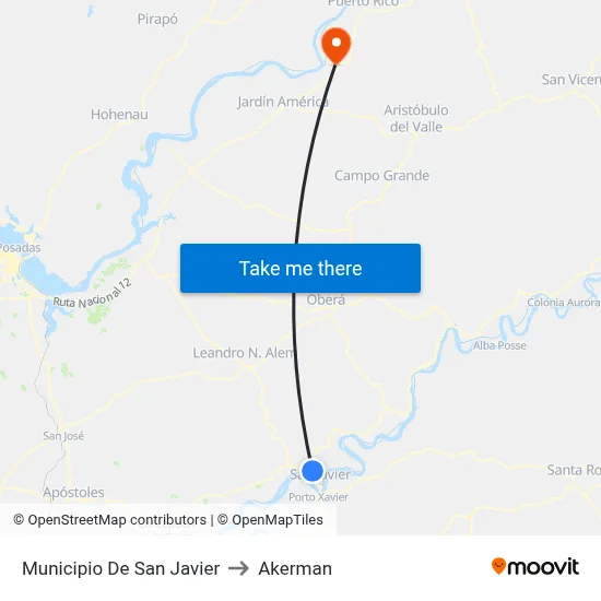 Municipio De San Javier to Akerman map