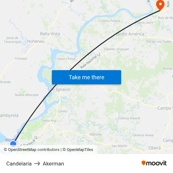 Candelaria to Akerman map