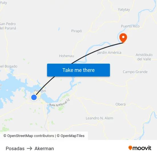 Posadas to Akerman map