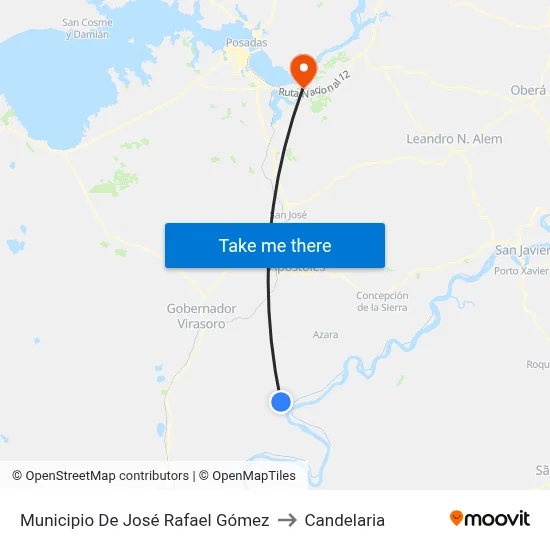 Municipio De José Rafael Gómez to Candelaria map