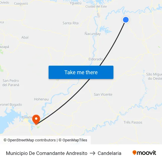 Municipio De Comandante Andresito to Candelaria map