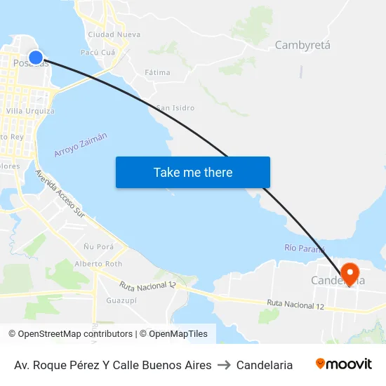Av. Roque Pérez Y Calle Buenos Aires to Candelaria map