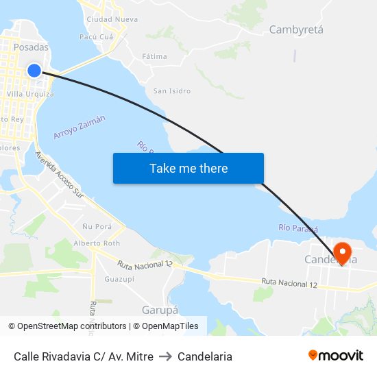 Calle Rivadavia C/ Av. Mitre to Candelaria map