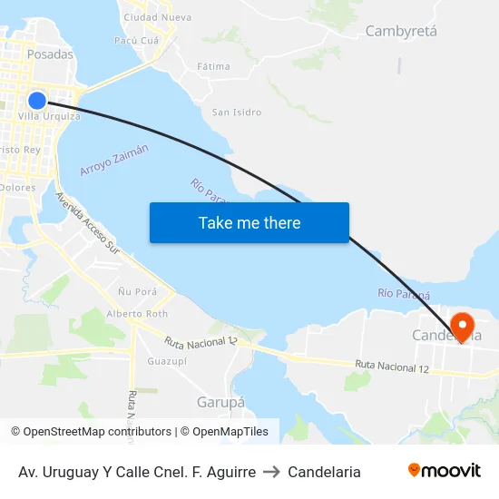 Av. Uruguay Y Calle Cnel. F. Aguirre to Candelaria map