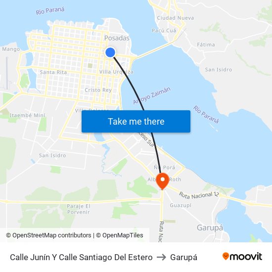 Calle Junín Y Calle Santiago Del Estero to Garupá map