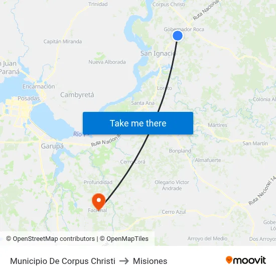 Municipio De Corpus Christi to Misiones map