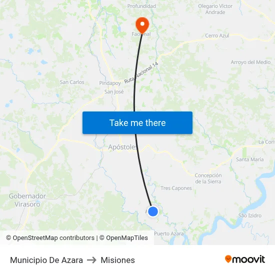 Municipio De Azara to Misiones map