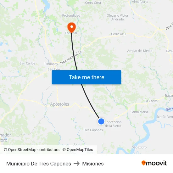 Municipio De Tres Capones to Misiones map