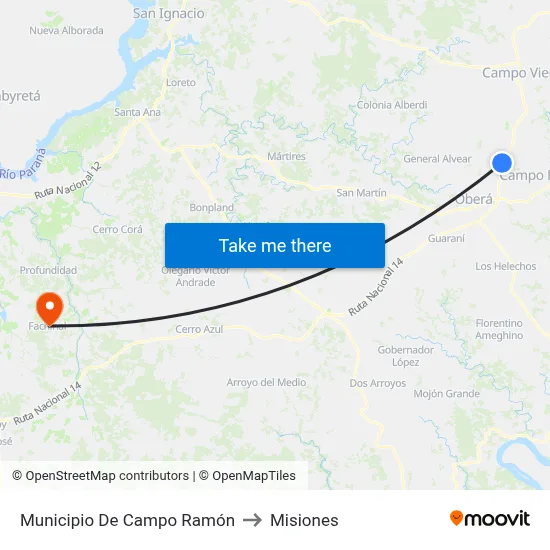 Municipio De Campo Ramón to Misiones map