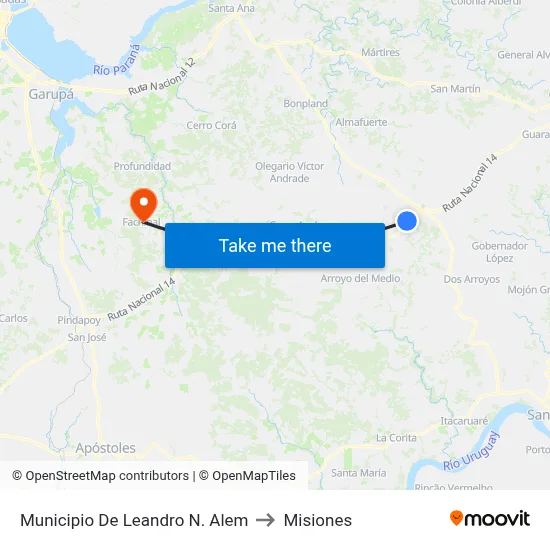 Municipio De Leandro N. Alem to Misiones map