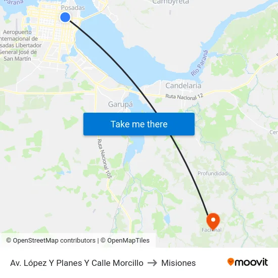 Av. López Y Planes Y Calle Morcillo to Misiones map