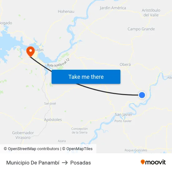 Municipio De Panambí to Posadas map