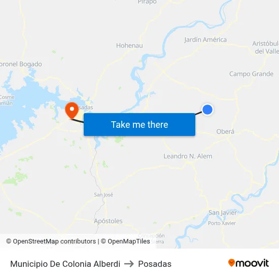 Municipio De Colonia Alberdi to Posadas map