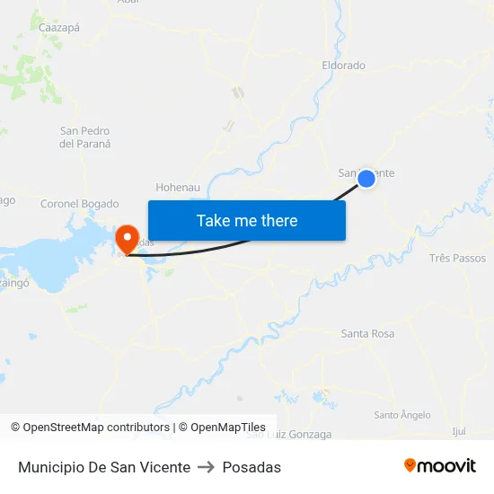 Municipio De San Vicente to Posadas map