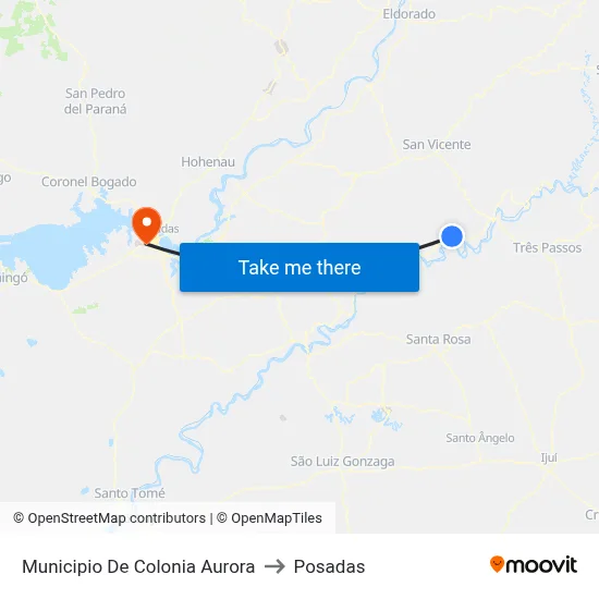 Municipio De Colonia Aurora to Posadas map