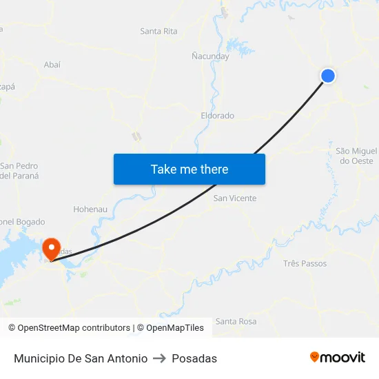 Municipio De San Antonio to Posadas map