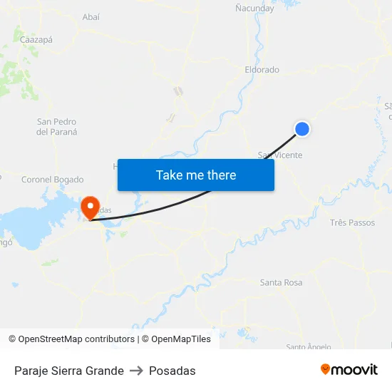 Paraje Sierra Grande to Posadas map