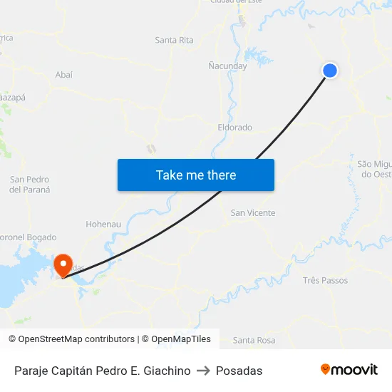 Paraje Capitán Pedro E. Giachino to Posadas map