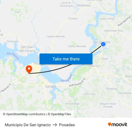 Municipio De San Ignacio to Posadas map
