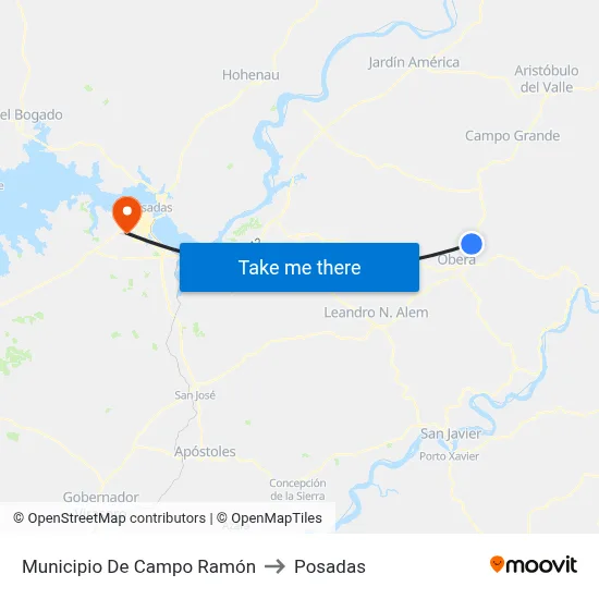 Municipio De Campo Ramón to Posadas map
