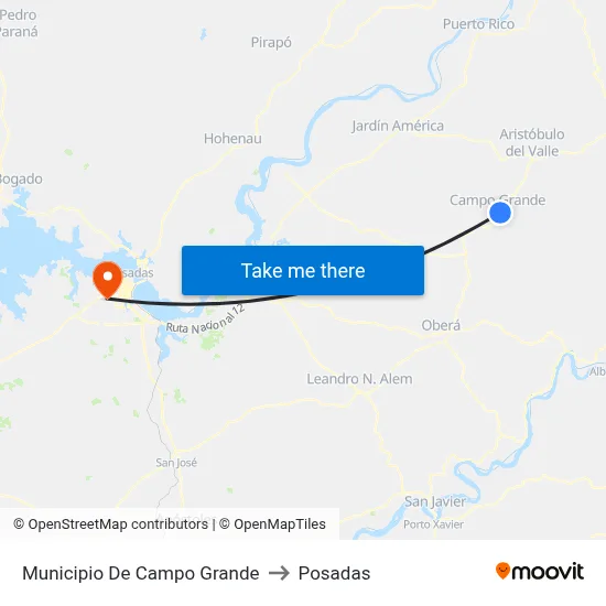 Municipio De Campo Grande to Posadas map