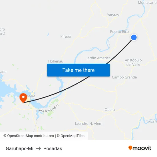 Garuhapé-Mi to Posadas map