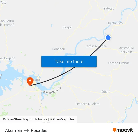 Akerman to Posadas map