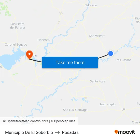 Municipio De El Soberbio to Posadas map