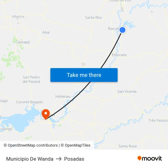 Municipio De Wanda to Posadas map