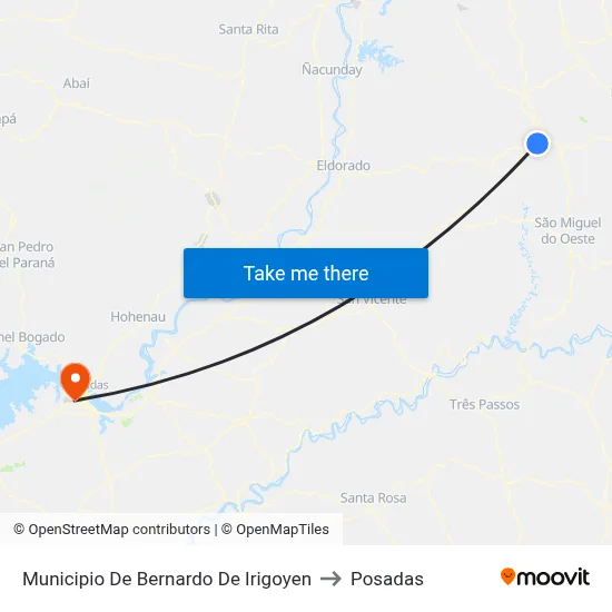 Municipio De Bernardo De Irigoyen to Posadas map