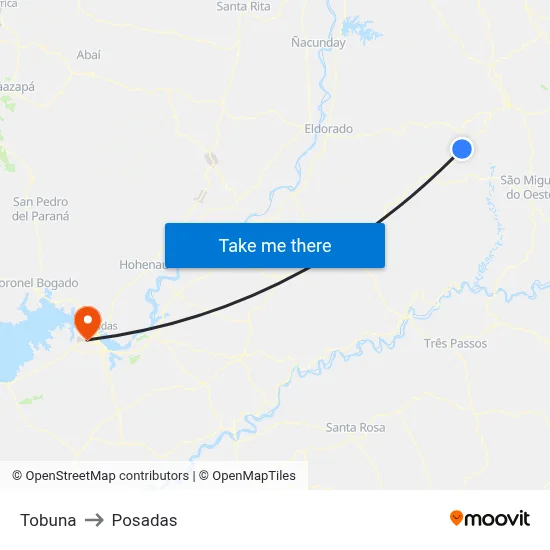 Tobuna to Posadas map