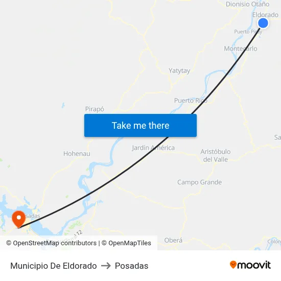 Municipio De Eldorado to Posadas map