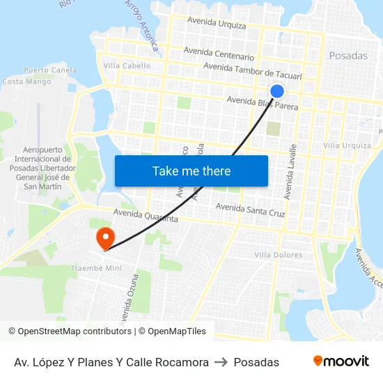 Av. López Y Planes Y Calle Rocamora to Posadas map
