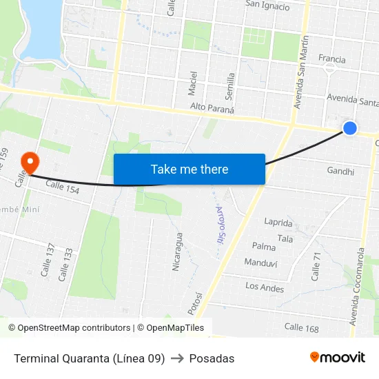 Terminal Quaranta (Línea 09) to Posadas map